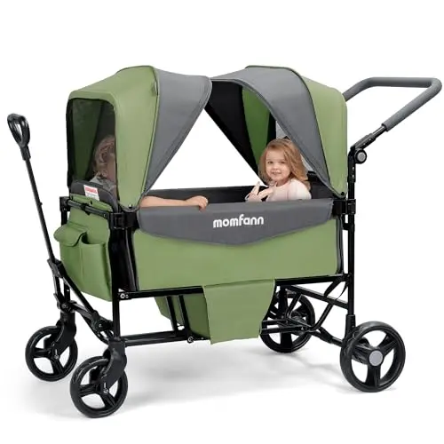 MOMFANN meadow green stroller wagon for two kids