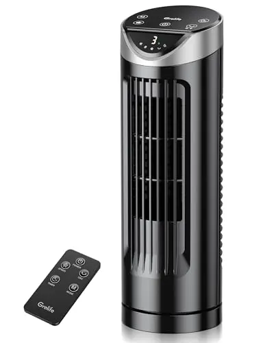 Grelife compact tower fan in black