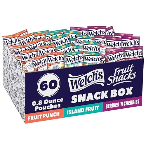 Welch's fruit snacks variety pack with fruit punch, island fruits and berries n cherries flavors