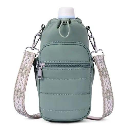 Lexiyat insulated water bottle carrier bag in green color