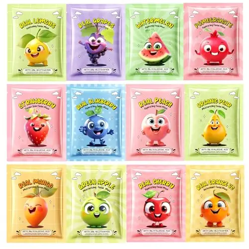 Firstfly Fruit Face Masks variety pack with cartoon designs