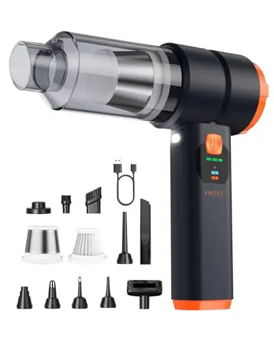 VNOST handheld car vacuum cleaner with LED light and multiple nozzles