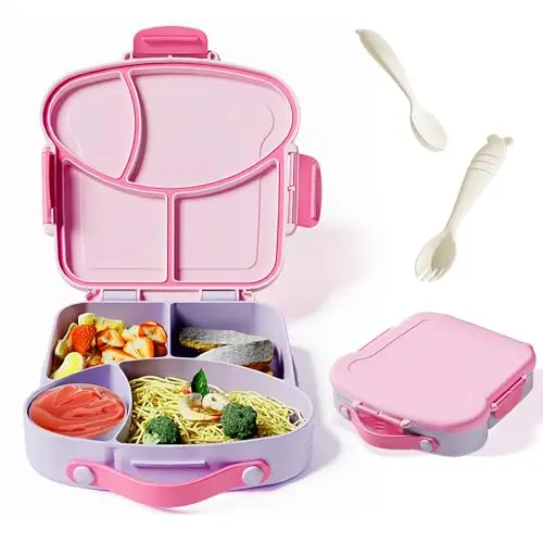 Zuhose toast-shaped bento lunch box with four compartments and sauce cup