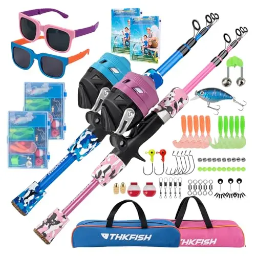 THKFISH two-pack kids fishing poles with included sunglasses