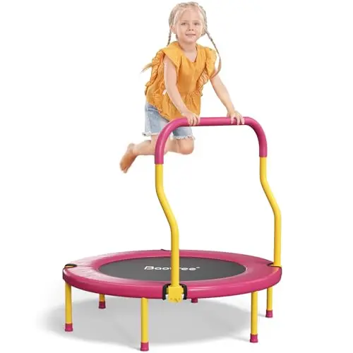 Baotree pink mini trampoline with foam handle for kids