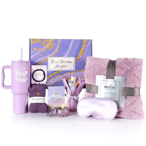 KLOPDF get well soon gift basket with tumbler, blanket, bracelet, and lavender items
