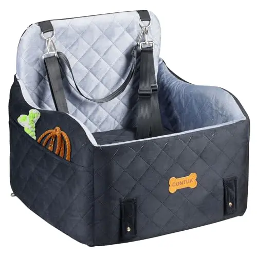 CONTUK black and gray pet car seat with memory foam filling