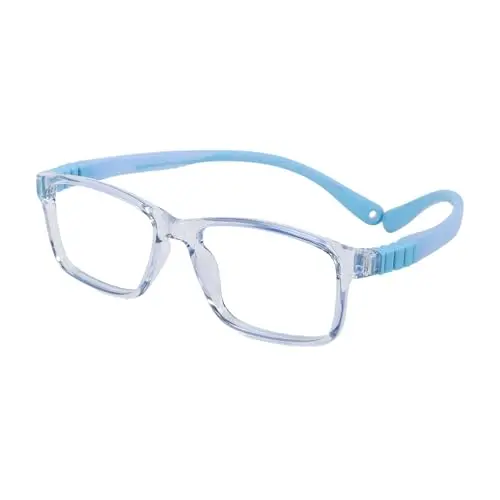 MIZHANAO Unbreakable Kids Glasses with TR90 frame in light blue color