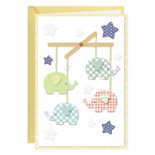 GROWTHMAGIC 3D baby shower card with hanging elephant mobile