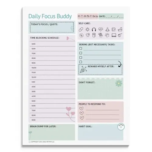 DAILY RITMO large ADHD to do list notepad in pastel colors