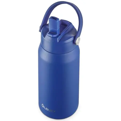 OLDLEY Kids Water Bottle with wide straw lid in blue color
