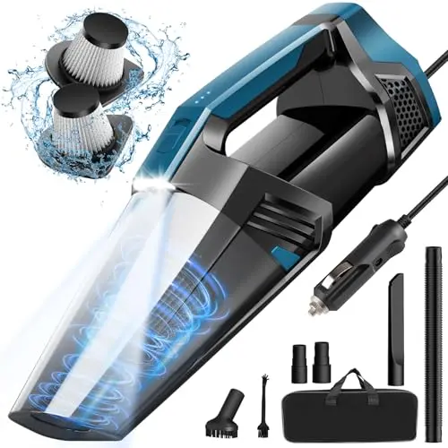 Blestan corded car vacuum cleaner with attachments and LED light