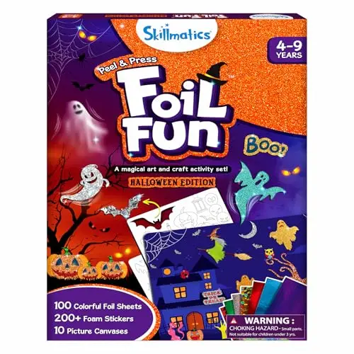 Skillmatics Foil Fun Halloween craft kit with foil sheets and spooky designs