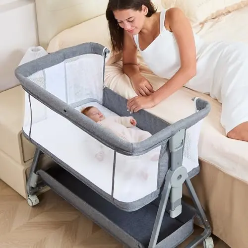 Grobeybees bassinet with ASTM certification and adjustable features