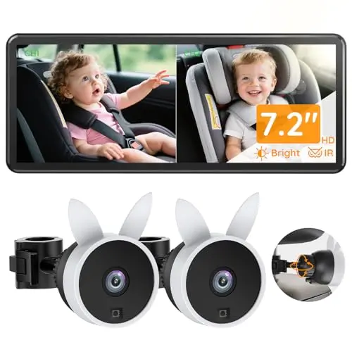 Babyvue dual car camera monitor with split-screen display for two babies