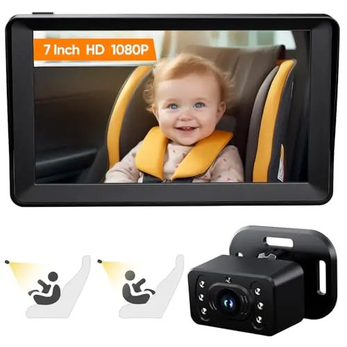 Kidsneed 7-inch baby car monitor with large display and dual camera capability