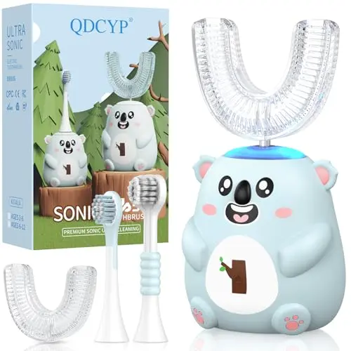 QDCYP kids U shaped electric toothbrush with cartoon koala design