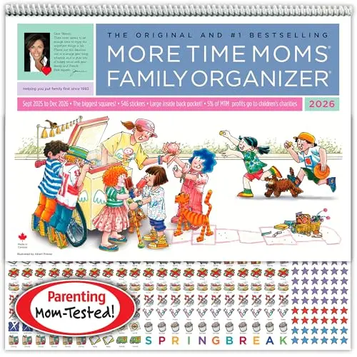 More Time Moms large wall calendar family organizer with stickers for busy families