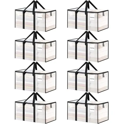 Ukeetap clear heavy-duty moving storage bags with reinforced handles