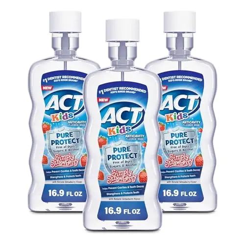 ACT Kids Pure Protect Strawberry Fluoride Mouthwash bottle