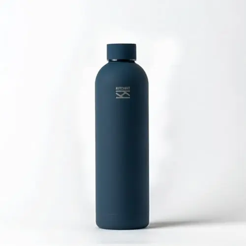 KITCHKIT insulated stainless steel water bottle with minimalist design in navy blue