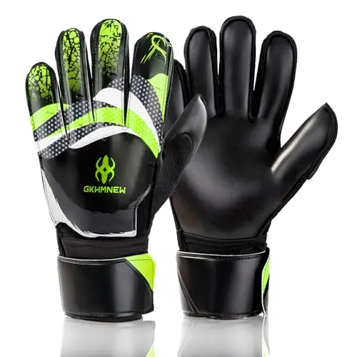 GKHMNEW professional soccer goalkeeper gloves in green with finger protection
