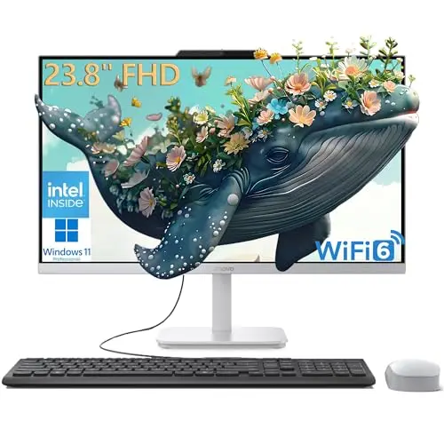 Lenovo 24-inch all-in-one desktop computer with sleek design and high-performance specs