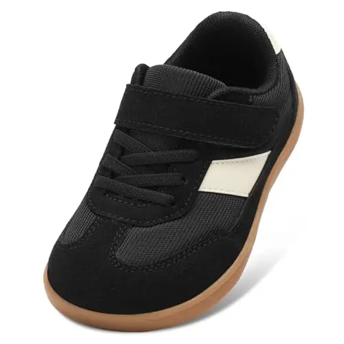 Kxsoi kids wide toe box sneakers in black with slip-on design