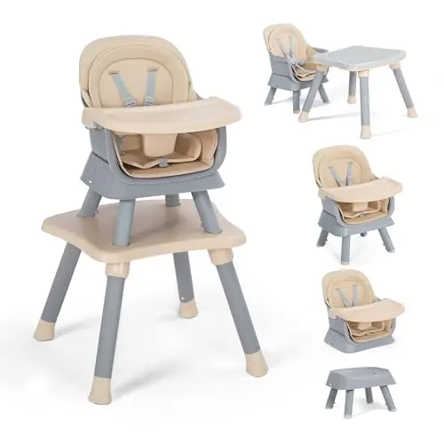 TODEFULL 8-in-1 convertible high chair in khaki color