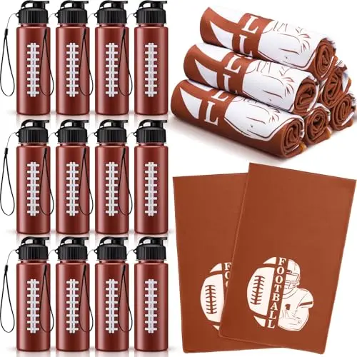 Reallnaive water bottle and cooling towel set with football theme