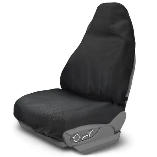Generic black waterproof car seat cover showing compact folded size
