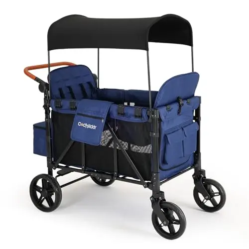 Cochildor elite wagon stroller with one-hand fold and high seats