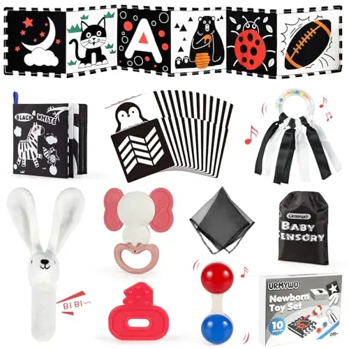 URMYWO black and white sensory toy set for newborns