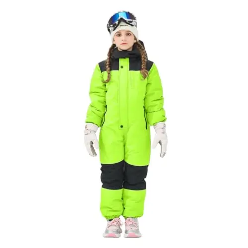 Owntop kids one-piece snowsuit with colorblock design