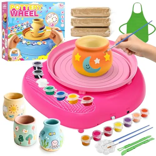 Weilim pink pottery wheel with rechargeable battery and foot pedal