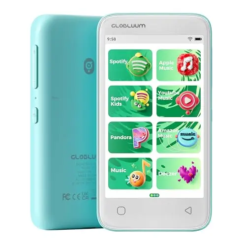 Globluum blue MP3 player with touchscreen and protective case