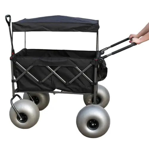 WONDERCAMEL stroller wagon with large balloon wheels on beach sand
