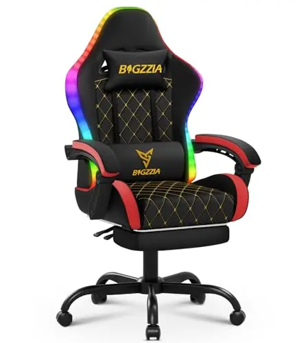 Bigzzia gaming chair with RGB LED lights and retractable footrest