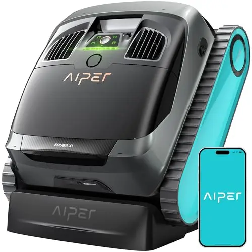 AIPER Scuba X1 cordless robotic pool vacuum cleaner with wireless charging dock