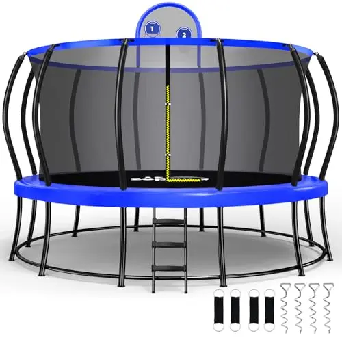 Zupapa outdoor trampoline with double frame and safety enclosure net