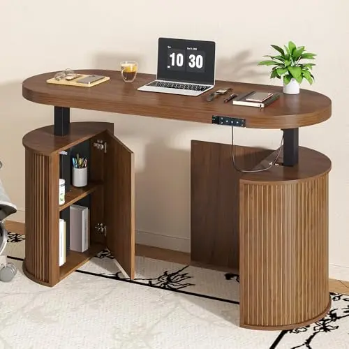 Xyulmeo mid-century modern electric standing desk with storage