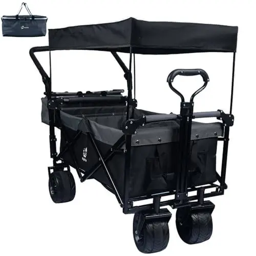 Winbear foldable wagon with removable canopy and cooler bag