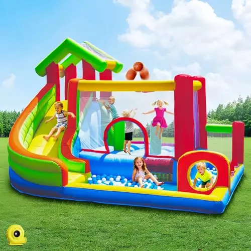JoySheng castle bounce house with ball pit and slide